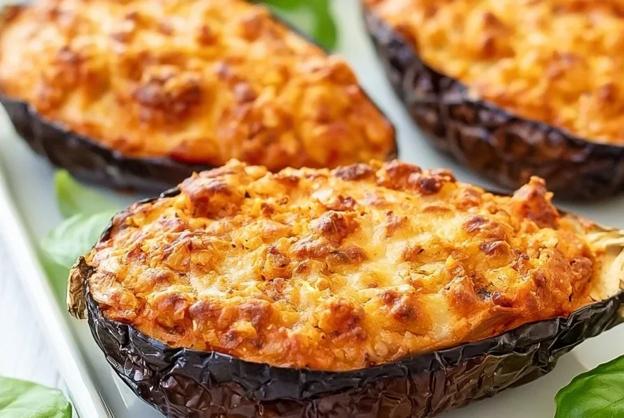 Melanzane Ripiene alla Parmigiana pronte da servire, piatto tradizionale italiano.