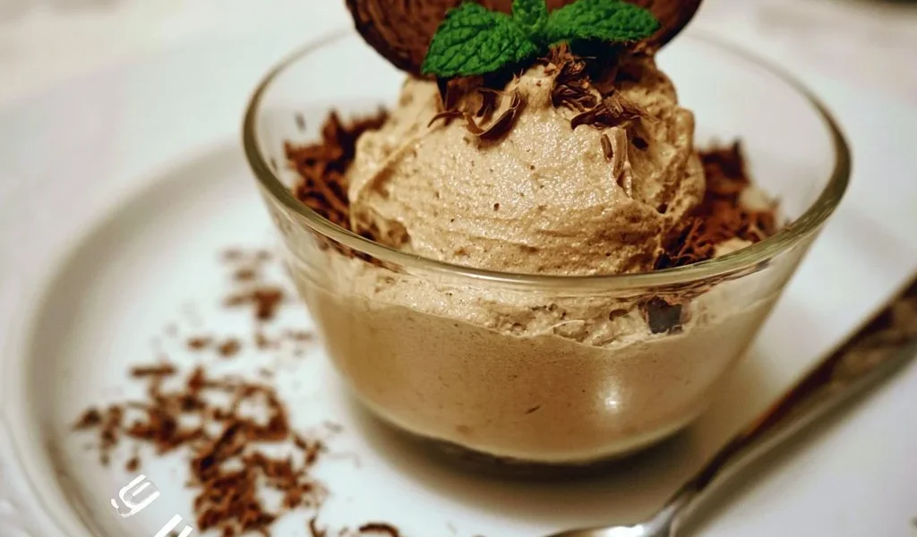 Mousse di Liquirizia cremosa e deliziosa servita in un elegante dessert.