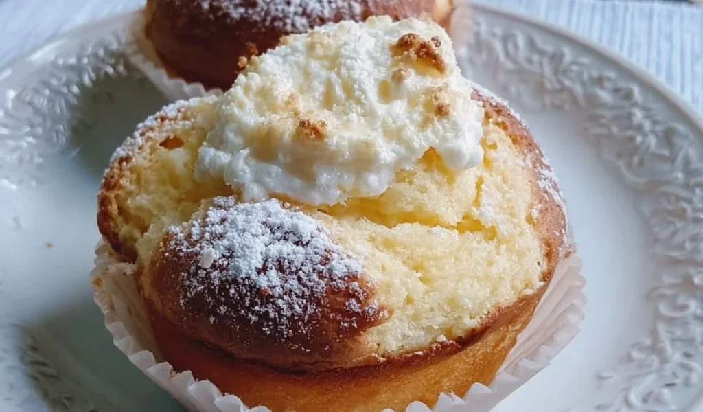 Muffin con Ricotta dorati e soffici su un piatto bianco