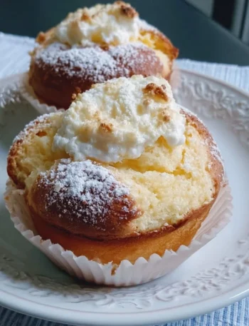 Muffin con Ricotta dorati e soffici su un piatto bianco