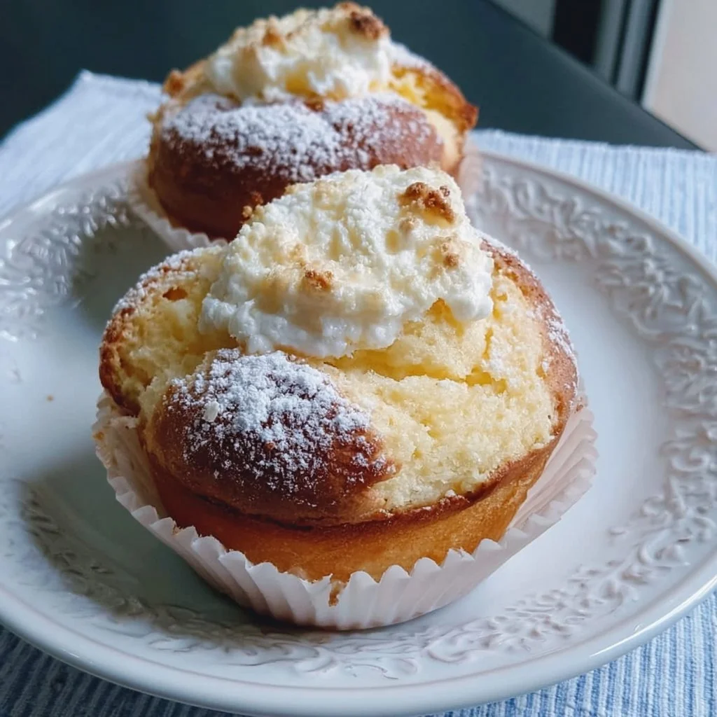 Muffin con Ricotta dorati e soffici su un piatto bianco