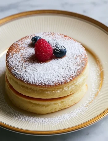 Pancake giapponesi soffici e leggeri serviti con frutta fresca