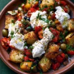 Panzanella di Peperoni con Burrata e Olive, piatto estivo gustoso