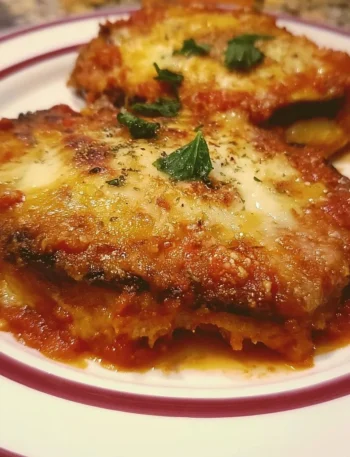 Deliziosa Parmigiana di Melanzane al forno con salsa di pomodoro e mozzarella.