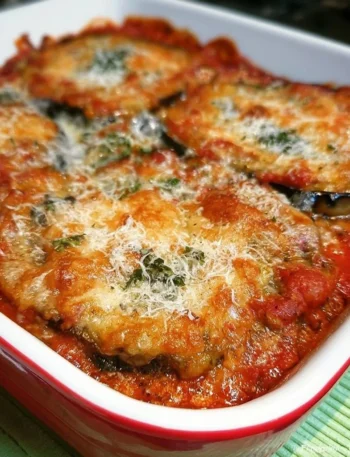 Deliziosa Parmigiana di Melanzane pronta per essere servita.