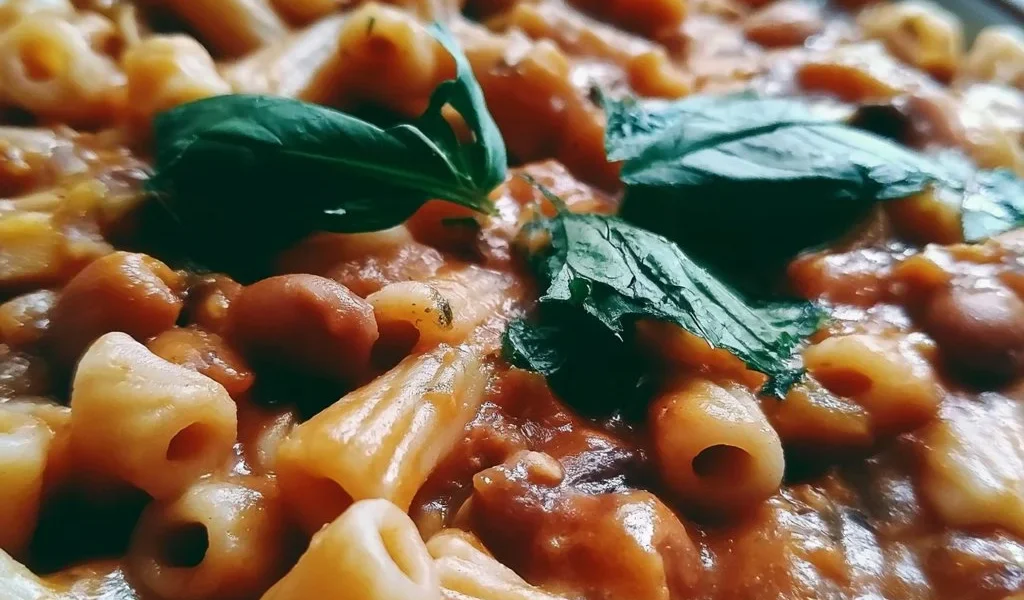 Pasta e Fagioli, piatto tradizionale italiano con pasta e fagioli in brodo.