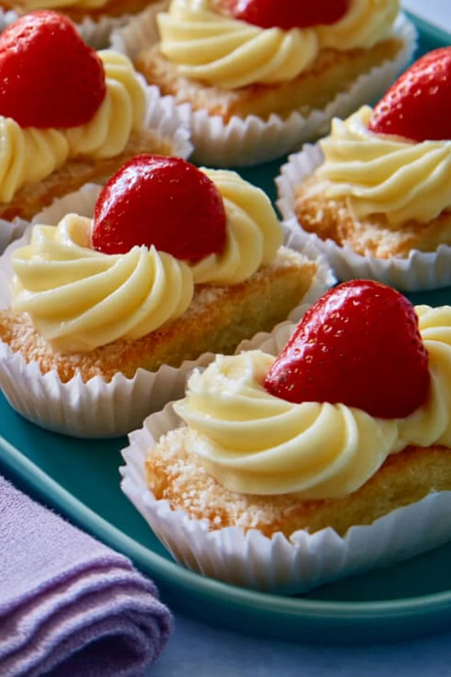 Pasticcini di Savoiardi con Crema e Fragole