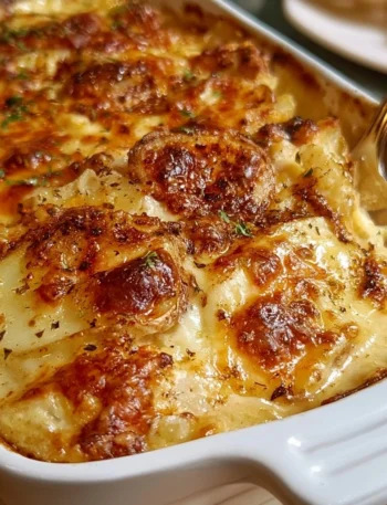 Patate al Gratin di Ruth's Chris, un piatto cremoso e saporito perfetto per ogni pasto.