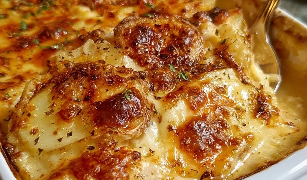 Patate al Gratin di Ruth's Chris, un piatto ricco e cremoso.