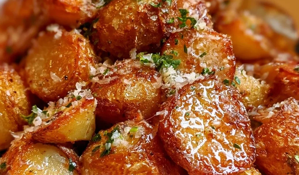 Patate arrosto al parmigiano servite con un tocco gourmet di Ruth's Chris