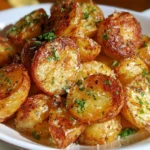 Patate arrosto al Parmigiano servite in un piatto gourmet
