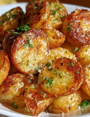 Patate arrosto al Parmigiano servite in un piatto gourmet