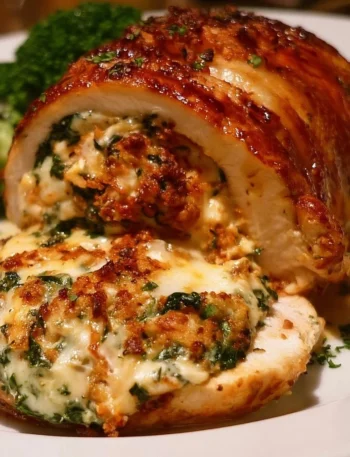 Petto di pollo ripieno di Ruth's Chris servito su un piatto elegante