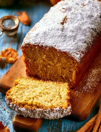 Plumcake di mele e avena appena sfornato, morbido e delizioso.