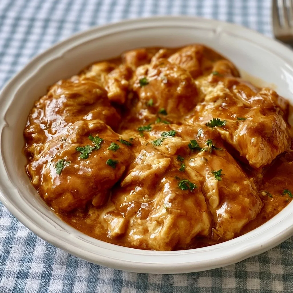 Pollo al Burro di Arachidi cucinato in pentola lenta con ingredienti freschi