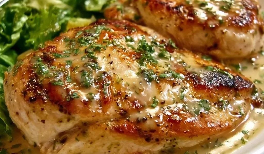 Pollo Caesar succulento che si scioglie in bocca, piatto delizioso e gustoso.
