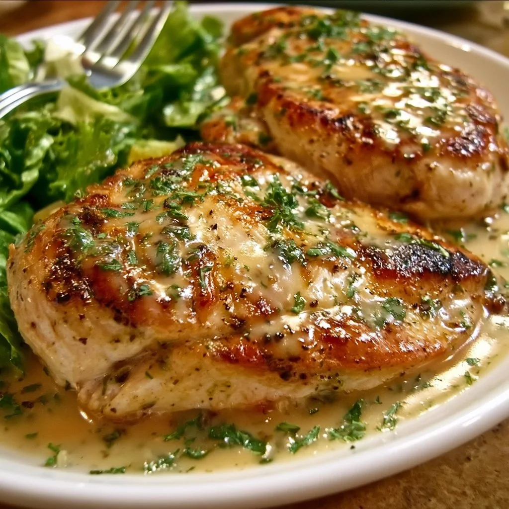 Pollo Caesar succulento e cremoso in un piatto gourmet