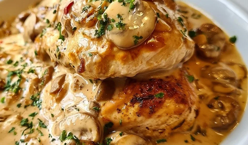 Pollo Cremoso Gloria servito con contorni freschi