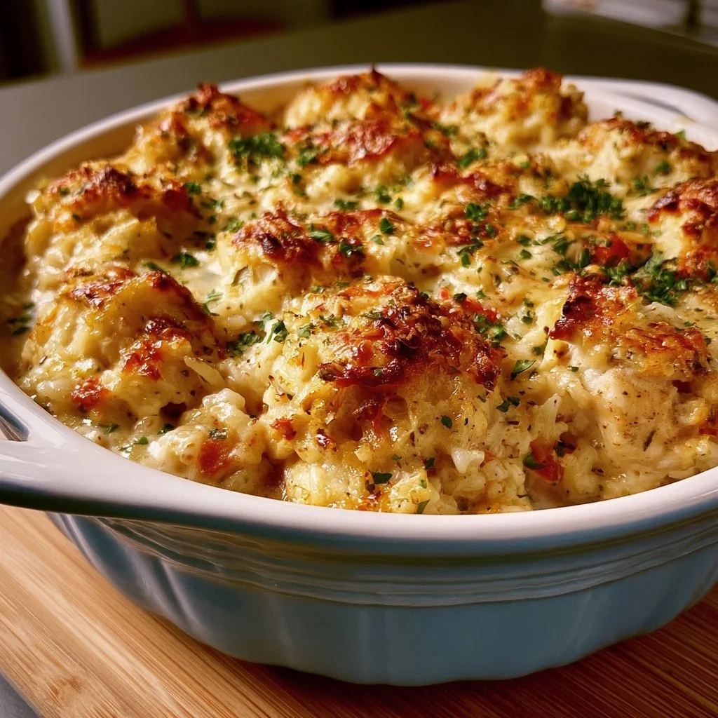 Piatto di pollo e riso al forno dimenticati, una ricetta tradizionale italiana
