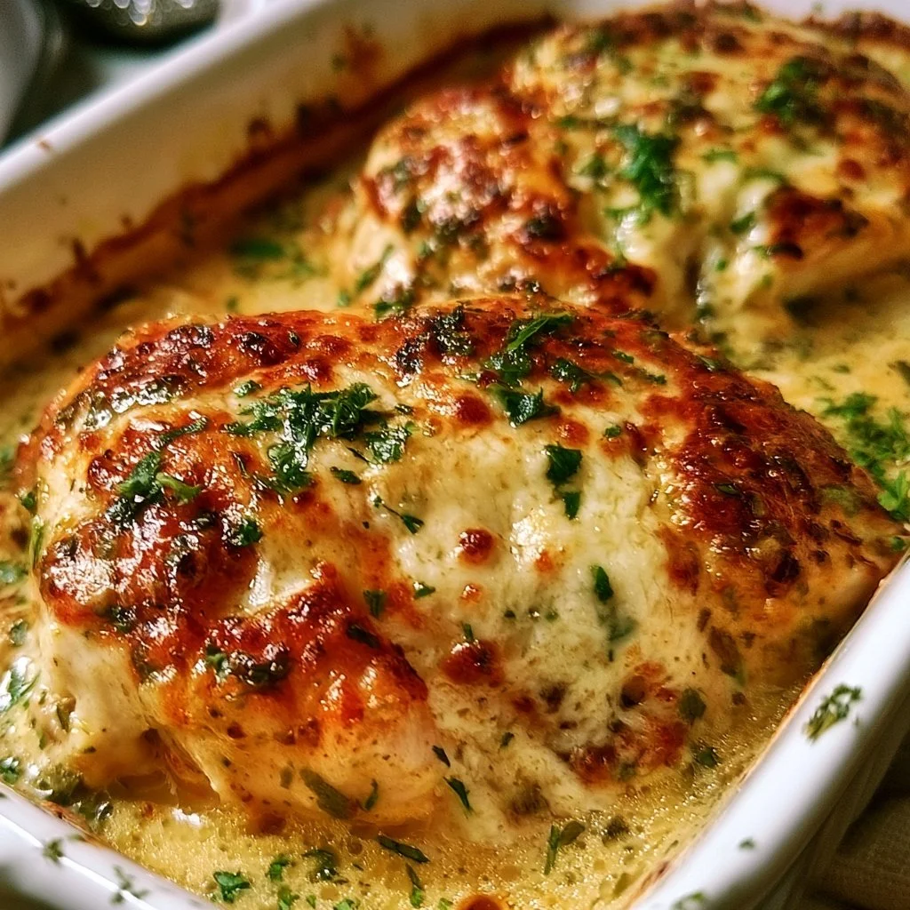 Pollo al forno con panna e parmigiano, piatto tradizionale italiano.