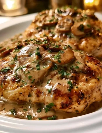 Pollo Marsala Cremoso servito con contorni deliziosi