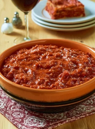 Piatto di ragù alla Bolognese servito con pasta fresca