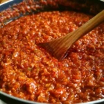 Piatto di Ragù alla bolognese con pasta fresca, ricetta tradizionale italiana.