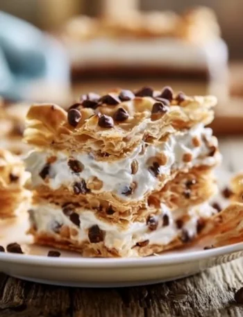 Semifreddo di sfogliatine al mascarpone servito su un piatto elegante