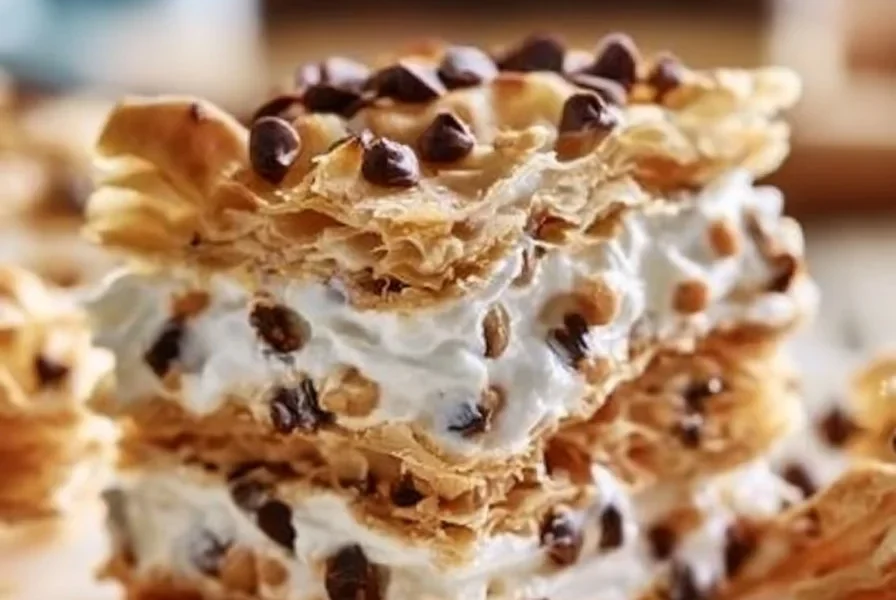 Semifreddo di sfogliatine al mascarpone servito su un piatto elegante
