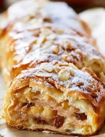 Strudel di mele fatto in casa con mele fresche e pasta sottile