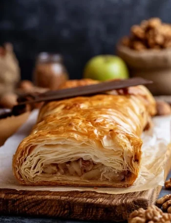 Strudel di Mele con Pasta Fillo, dolce tipico italiano con mele e pasta croccante