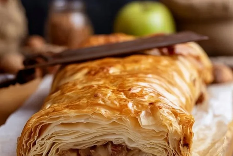 Strudel di Mele con Pasta Fillo, dolce tipico italiano con mele e pasta croccante