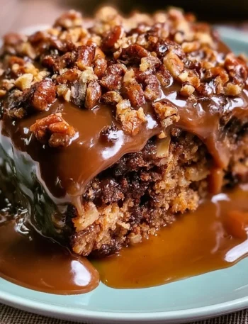 Torta al Pecan e Caramello decorata con noci e caramello