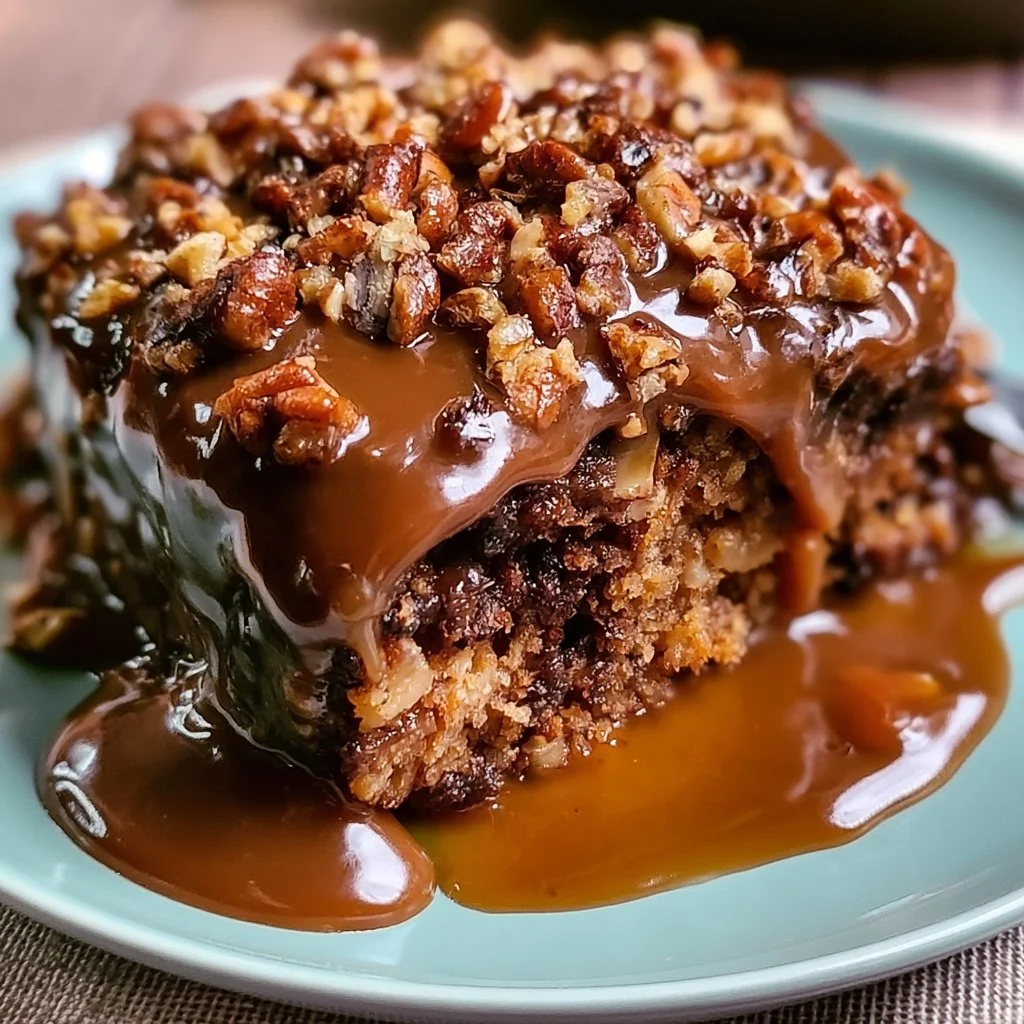 Torta al Pecan e Caramello decorata con noci e caramello