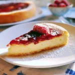 Torta allo yogurt greco con confettura di lamponi, cremosa e deliziosa