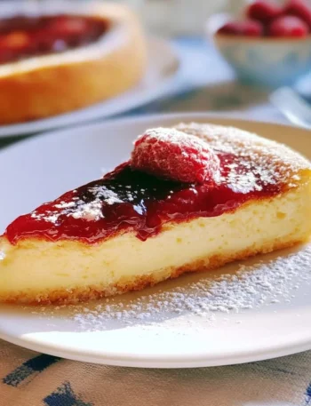 Torta allo yogurt greco con confettura di lamponi, cremosa e deliziosa