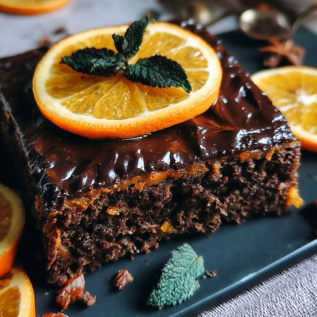 Torta arancia e cioccolato con decorazioni di agrumi e cioccolato fondente