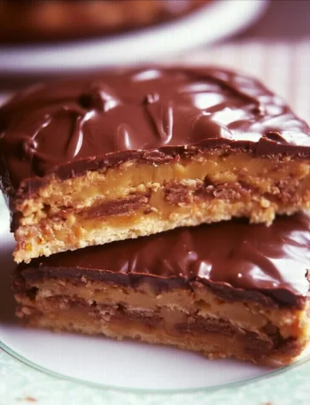 Torta Daim con caramello e cioccolato su un piatto decorativo
