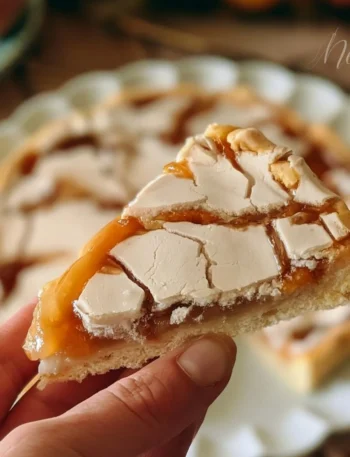 Torta di mele glassata senza bilancia con mele fresche e glassa lucida.