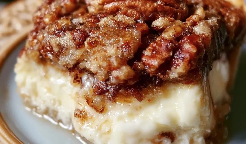 Torta di Pecan con Formaggio Cremoso della Chiesa, un dolce ricco e cremoso.