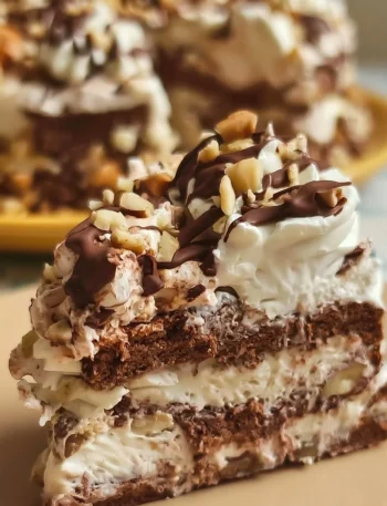 Torta Gelato Pan di Stelle con variegatura di Nutella e panna