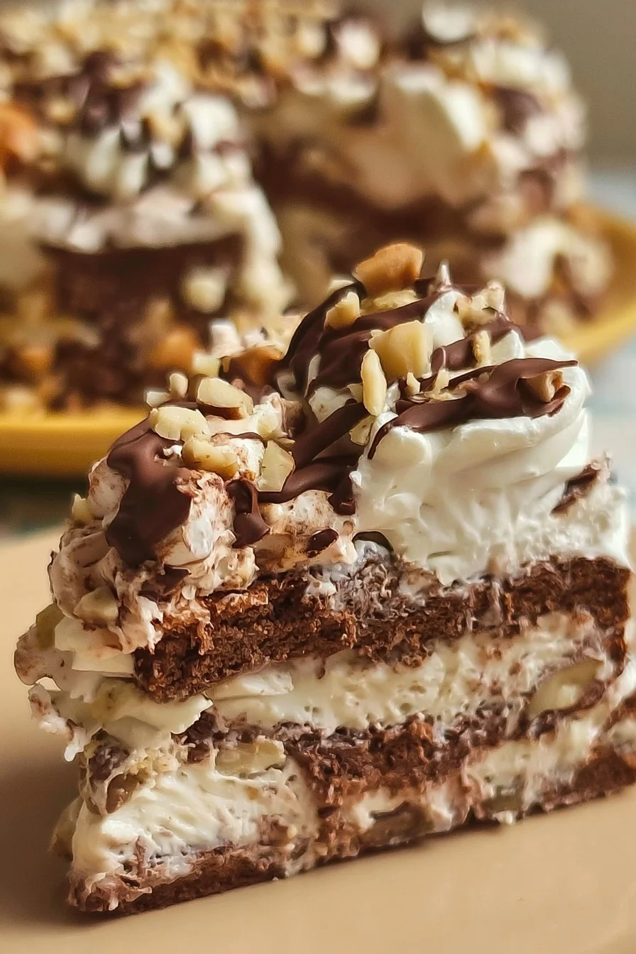 Torta Gelato Pan di Stelle variegata alla Nutella e Panna
