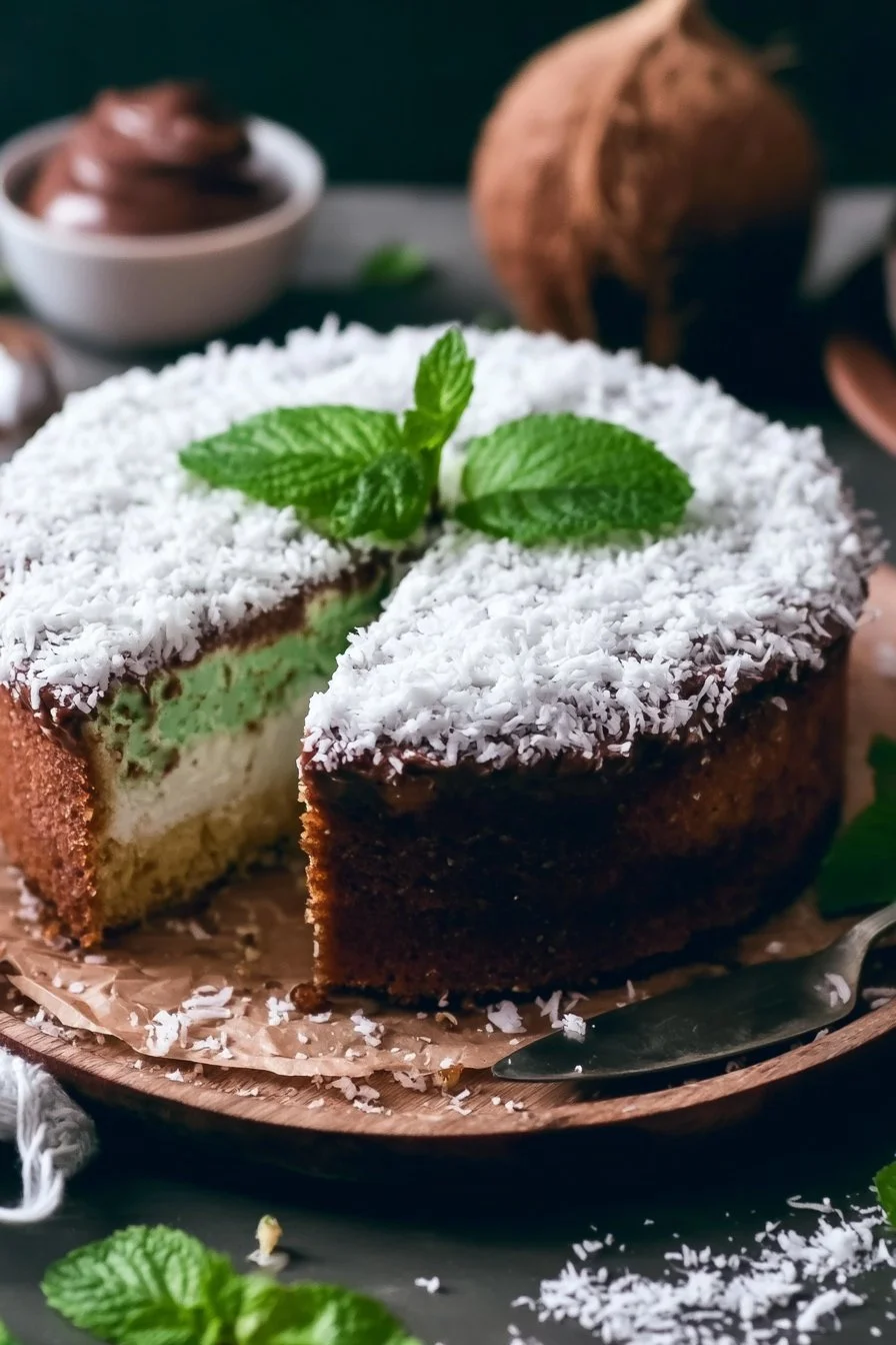 Torta menta cocco e Nutella, la torta allo yogurt pronta in 5 minuti!