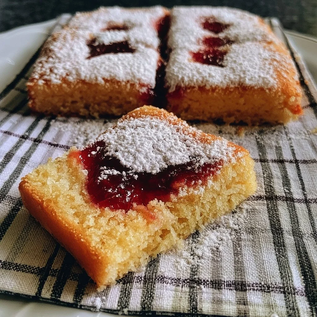 Torta morbida con confettura di frutta, dessert creativo e delizioso