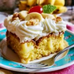 Torta Poke Ananas e Banana decorata con fette di frutta fresca