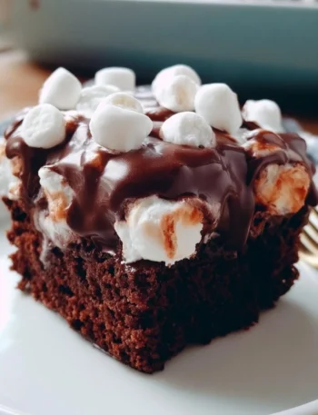 Torta Poke di Cioccolato con marshmallow topping e decorazioni dolci