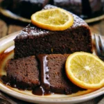 Fetta di Torta Soffice Arancia e Cioccolato appena sfornata