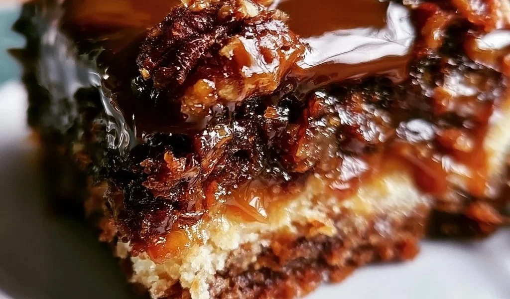Torta Tedesca con Caramello e Noci Pecan, dessert ricco e invitante.