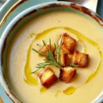 Vellutata di cavolfiore con patate e porri in una ciotola elegante