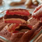 Porzione di zuppa inglese con crema e savoiardi, dolce tradizionale italiano.